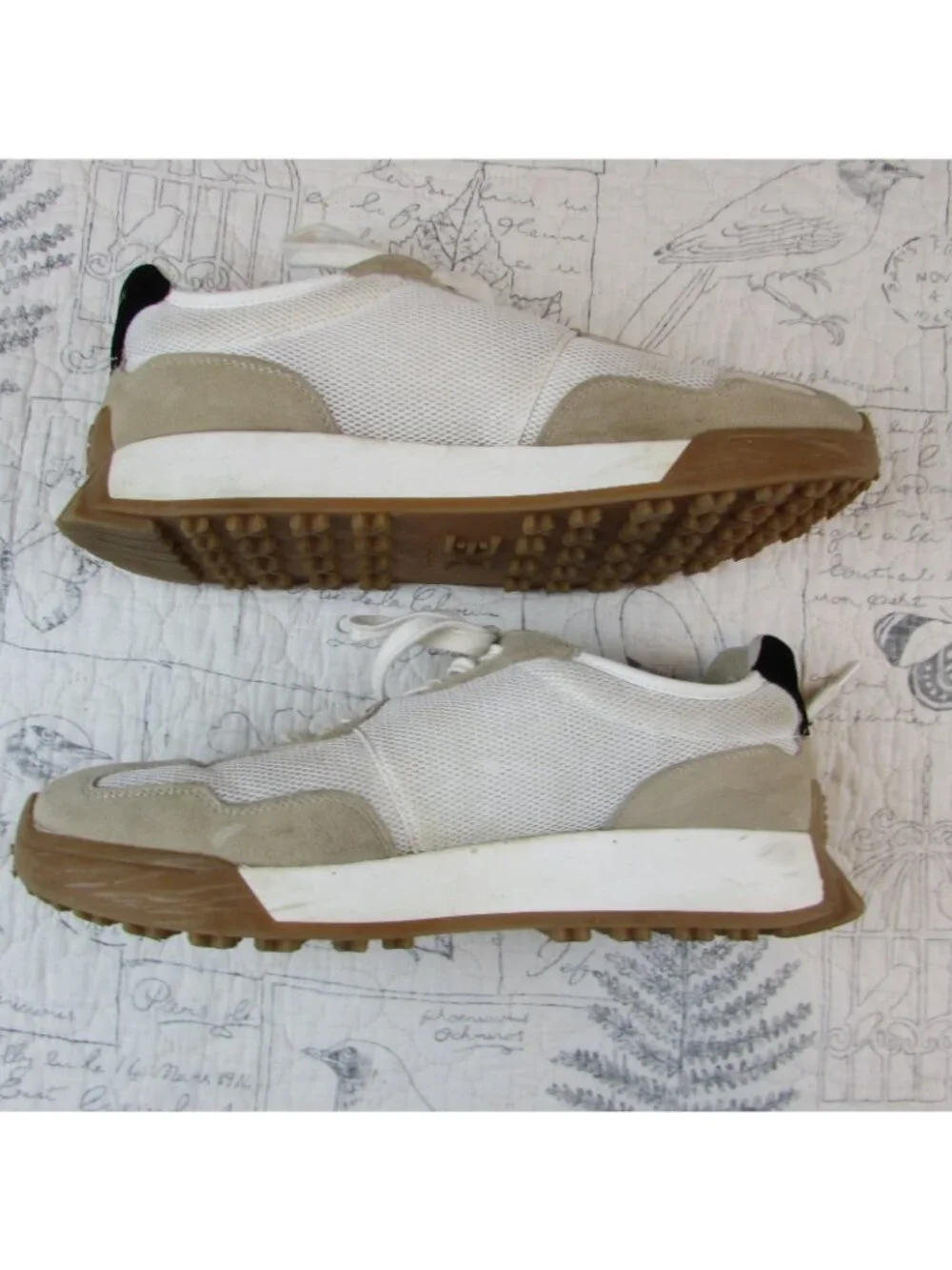 EUC $120 Anthropologie Sam Edelman Langley 3 White Khaki Suede Sneaker Women 9